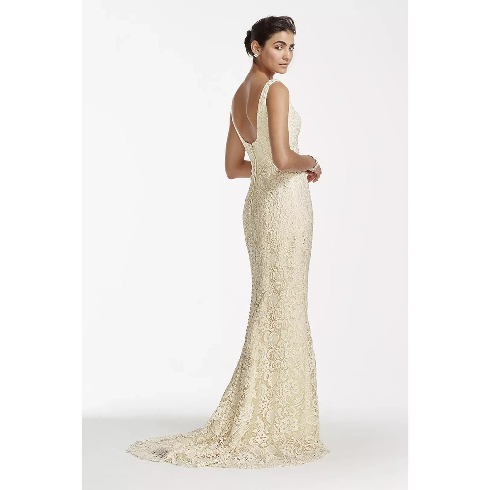 Oleg Cassini Ivory Lace Mermaid Wedding Gown